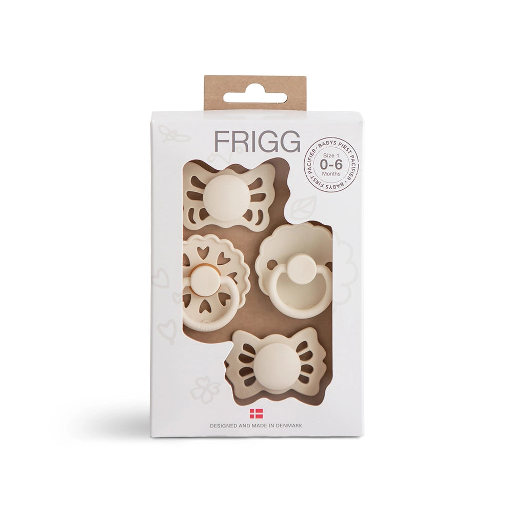 FRIGG Baby's First Pacifier - 4-Pack Floral Heart - Cream