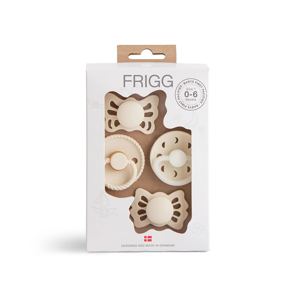 FRIGG Baby's First Pacifier - 4-Pack - Moonlight Sailing - Cream