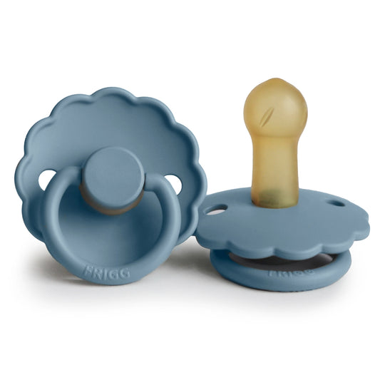 FRIGG Round Pacifier - Daisy Latex Size 2 - Glacier Blue