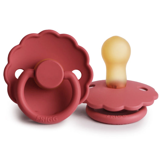 FRIGG Round Pacifier - Daisy Latex Size 1 - Scarlet