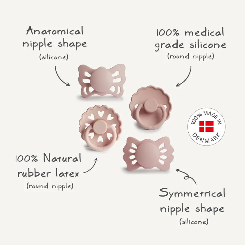 FRIGG Baby's First Pacifier - 4-Pack Floral Heart - Blush