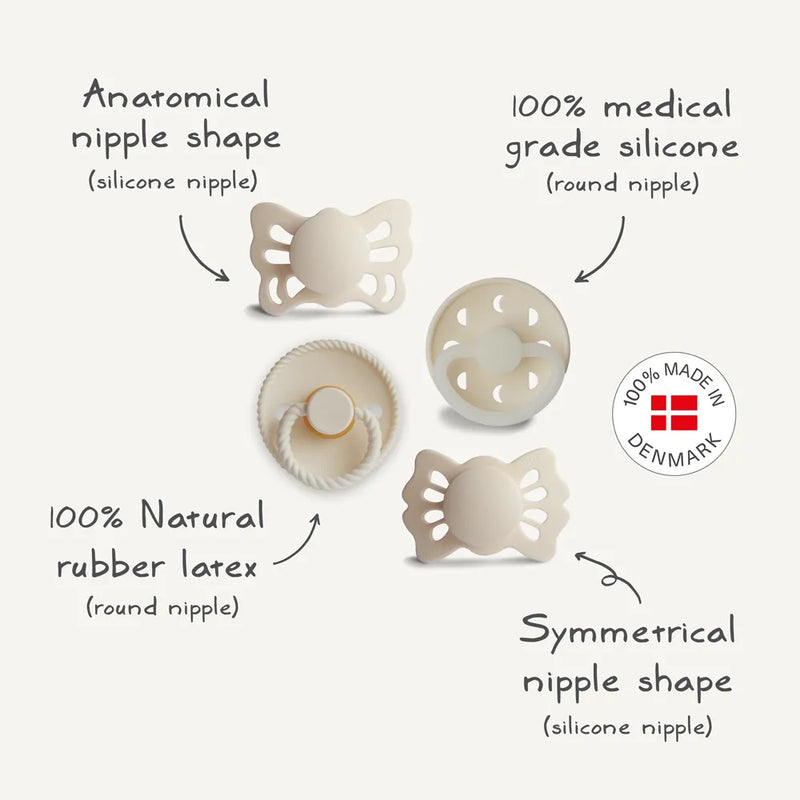 FRIGG Baby's First Pacifier - 4-Pack - Moonlight Sailing - Cream