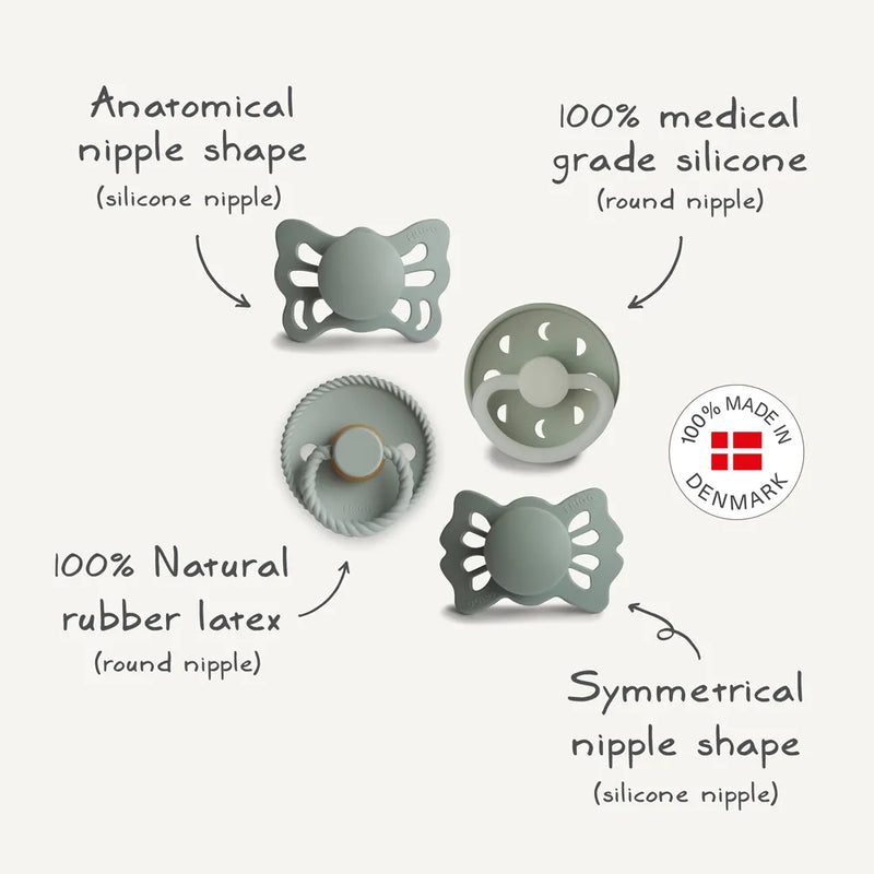 FRIGG Baby's First Pacifier - 4-Pack - Moonlight Sailing - Sage