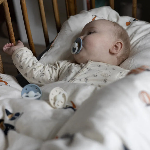 FRIGG Round Pacifier Moon Phase Night Silicone Size Stone Blue