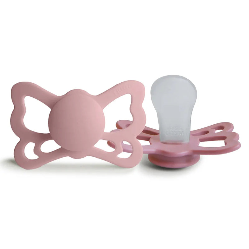 FRIGG Pacifier - Butterfly Silicone 2-Pack Size 2 - Cedar/Baby Pink