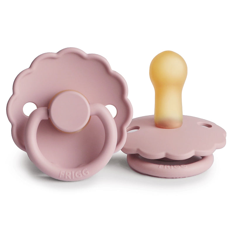 FRIGG Round Pacifier - Daisy Latex Size 2 - Baby Pink