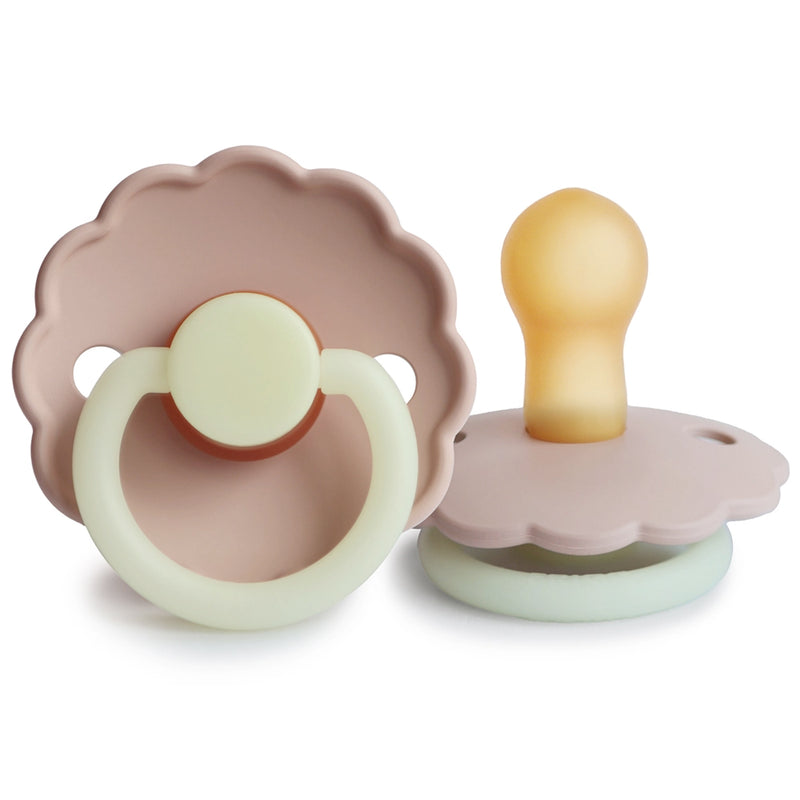 FRIGG Round Pacifier - Daisy Night Latex Size 1 - Blush