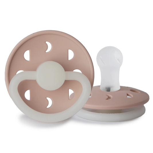 FRIGG Round Pacifier - Moon Phase Night Silicone Size 1 - Blush