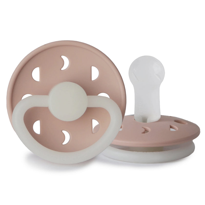 FRIGG Round Pacifier - Moon Phase Night Silicone Size 2 - Blush
