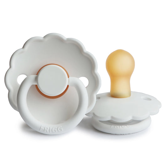 FRIGG Round Pacifier - Daisy Latex Size 1 - Bright White