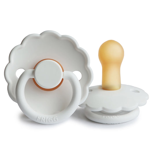 FRIGG Round Pacifier - Daisy Latex Size 2 - Bright White