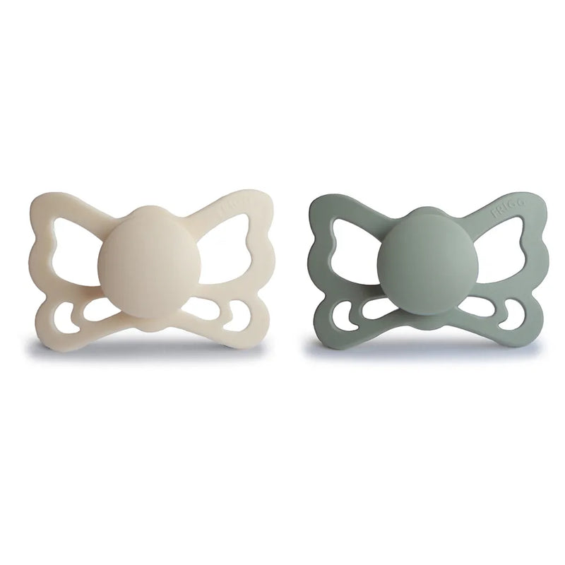 FRIGG Pacifier - Butterfly Silicone 2-Pack Size 2 - Cream/Sage