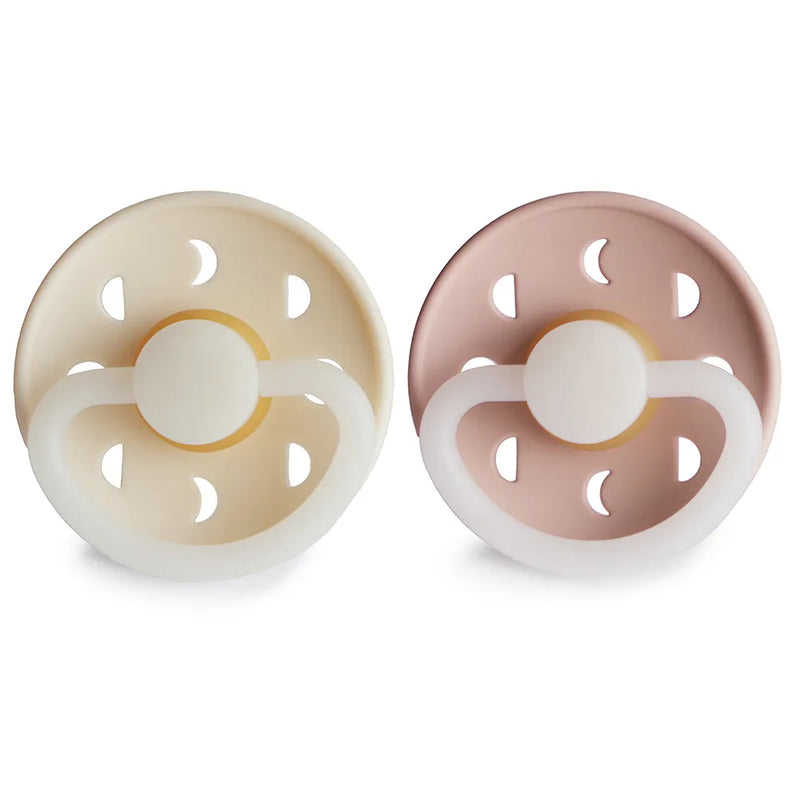 FRIGG Pacifier - Moon Phase Night Latex 2-Pack Size 1 - Blush/Cream