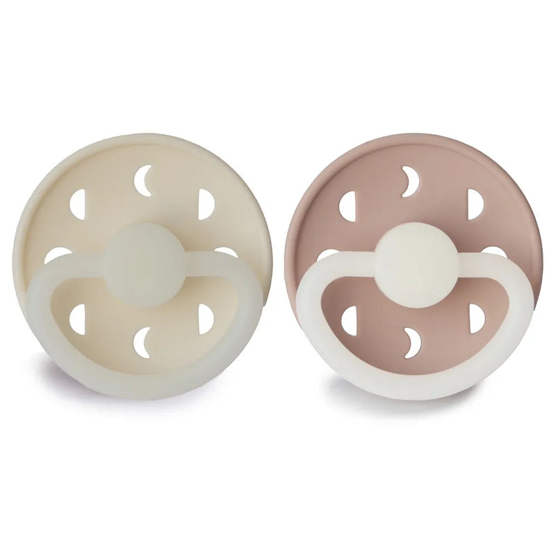 FRIGG Pacifier - Moon Phase Night Silicone 2-Pack Size 2 - Blush/Cream