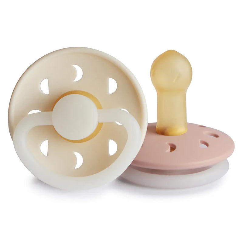 FRIGG Pacifier - Moon Phase Night Latex 2-Pack Size 2 - Blush/Cream