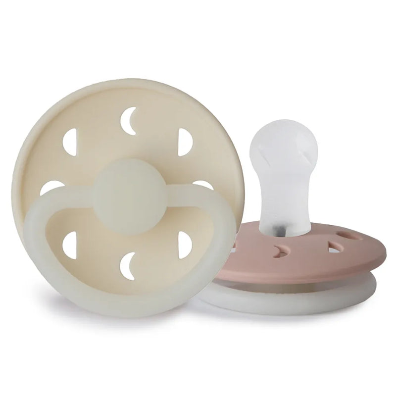 FRIGG Pacifier - Moon Phase Night Silicone 2-Pack Size 1 - Blush/Cream