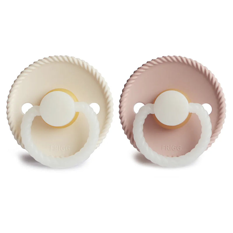 FRIGG Pacifier - Rope Night Latex 2-Pack Size 2 - Blush/Cream