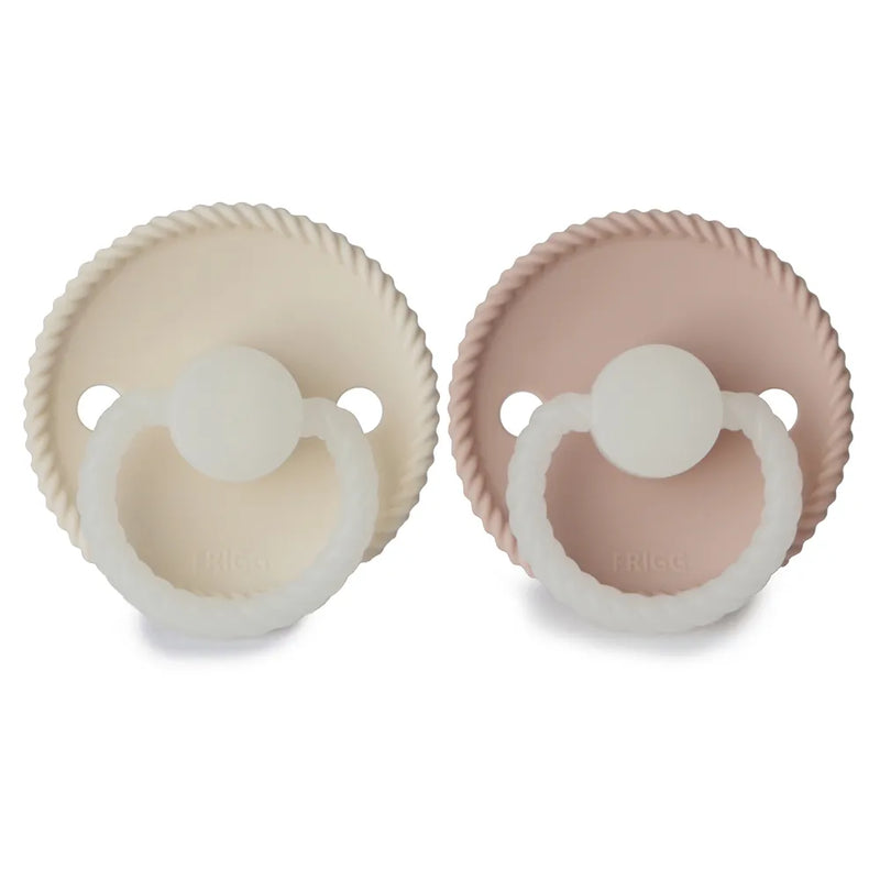 FRIGG Pacifier - Rope Night Silicone 2-Pack Size 2 - Blush/Cream