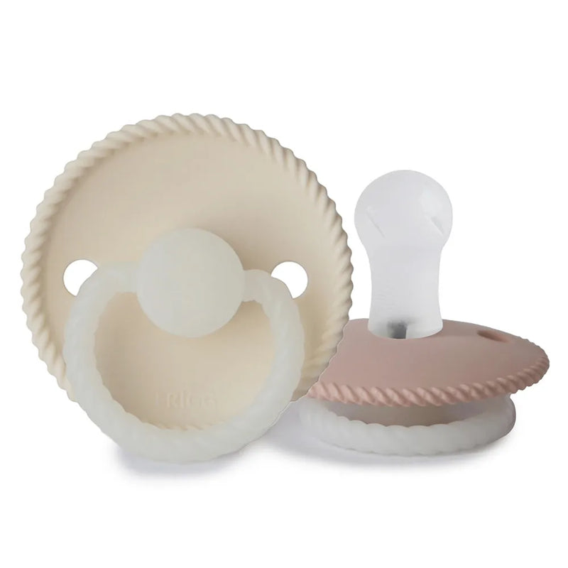 FRIGG Pacifier - Rope Night Silicone 2-Pack Size 1 - Blush/Cream
