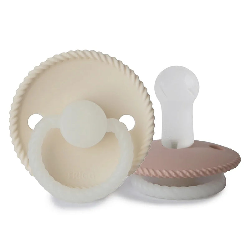 FRIGG Pacifier - Rope Night Silicone 2-Pack Size 2 - Blush/Cream