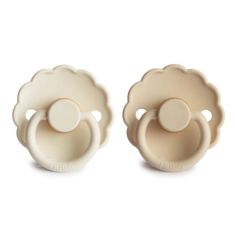 FRIGG Pacifier - Daisy Latex 2-Pack Size 1 - Cream/Croissant