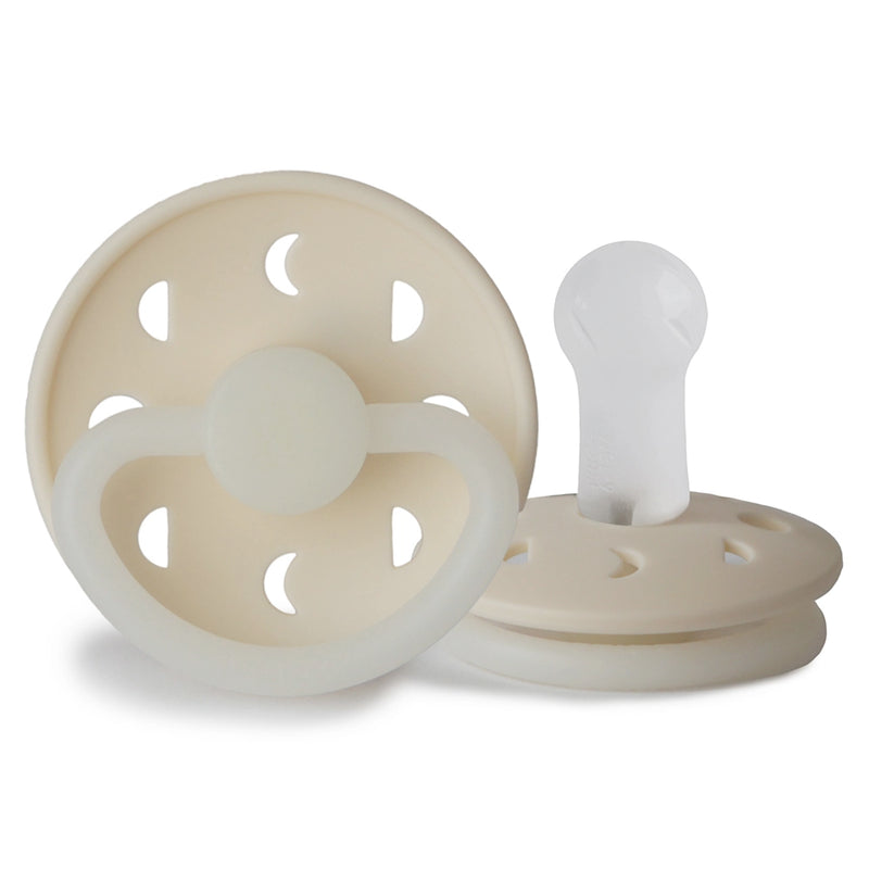 FRIGG Round Pacifier - Moon Phase Night Silicone Size 2 - Cream