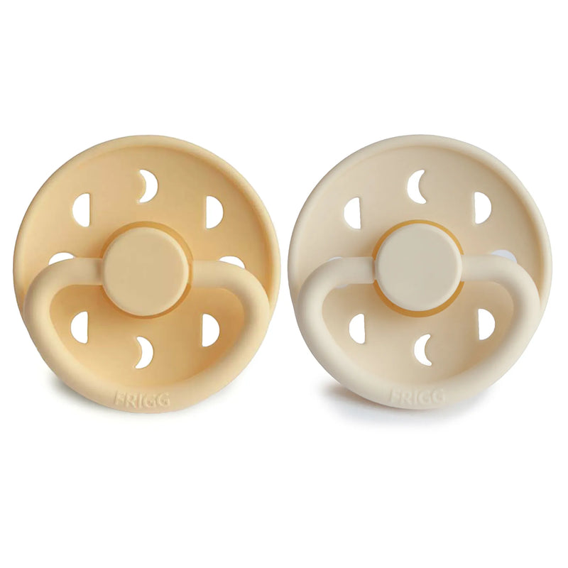 FRIGG Pacifier - Moon Phase Latex 2-Pack Size 1 - Pale Daffodil/Cream