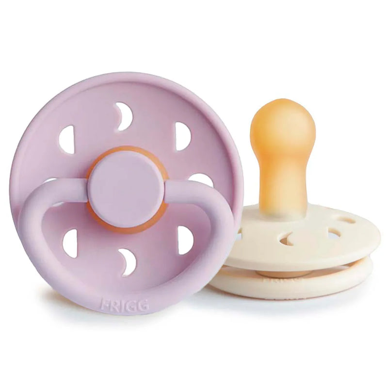 FRIGG Pacifier - Moon Phase Latex 2-Pack Size 2 - Soft Lilac/Cream