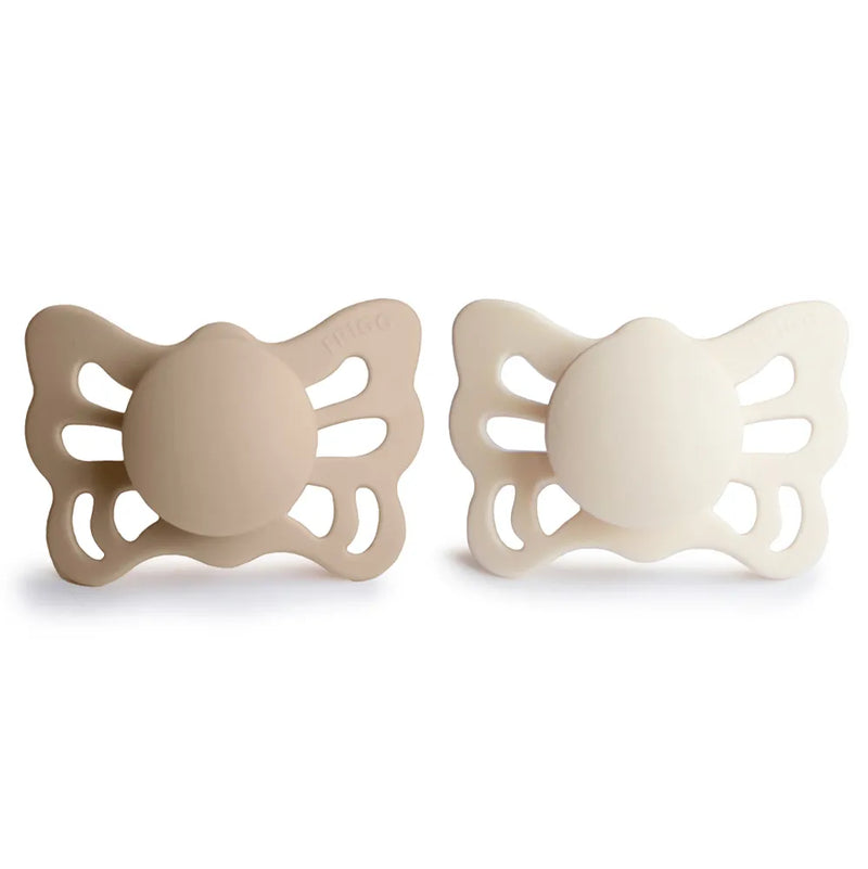 FRIGG Pacifier - Butterfly Silicone 2-Pack Size 1 - Cream/Croissant