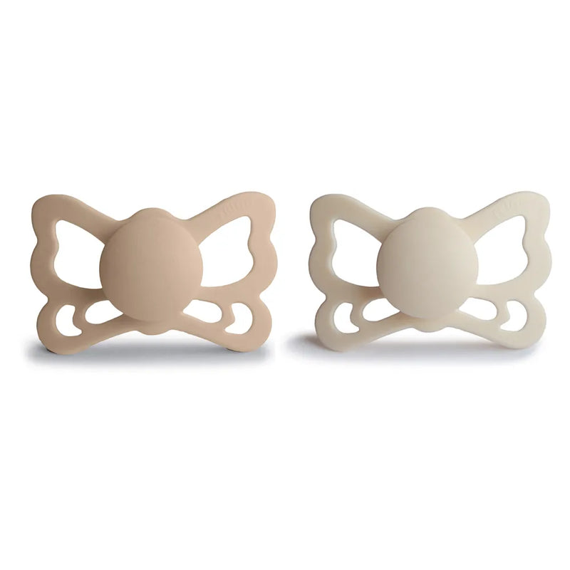 FRIGG Pacifier - Butterfly Silicone 2-Pack Size 2 - Cream/Croissant