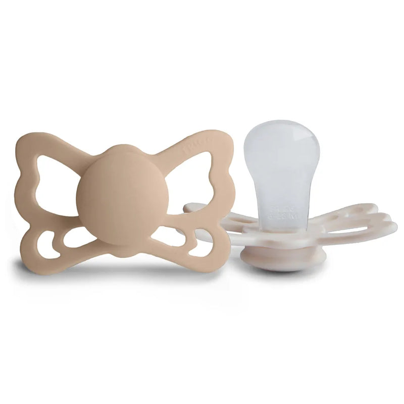 FRIGG Pacifier - Butterfly Silicone 2-Pack Size 2 - Cream/Croissant