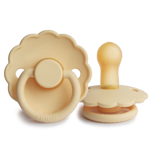 FRIGG Round Pacifier - Daisy Latex Size 2 - Pale Daffodil