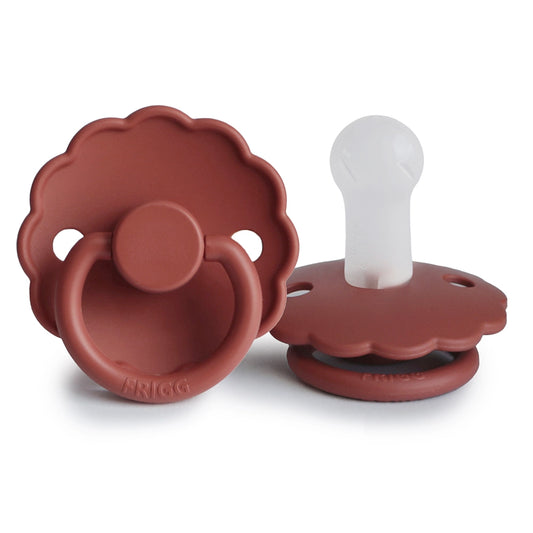FRIGG Round Pacifier - Daisy Silicone Size 2 - Baked Clay