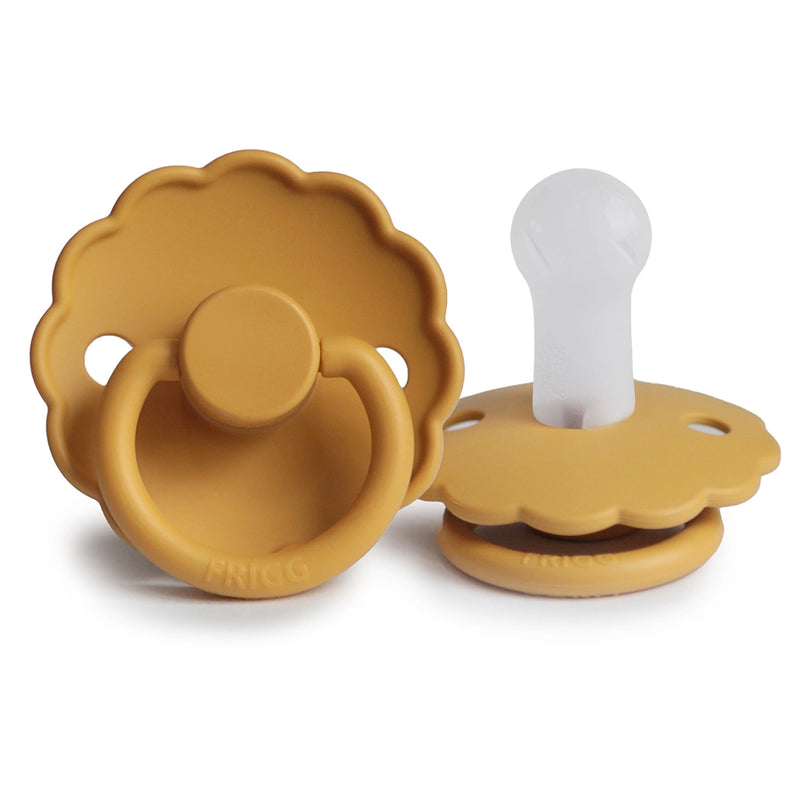 FRIGG Round Pacifier - Daisy Silicone Size 2 - Honey Gold
