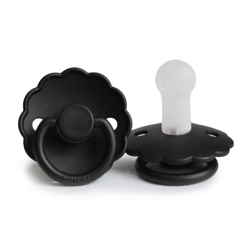 FRIGG Round Pacifier - Daisy Silicone Size 2 - Jet Black