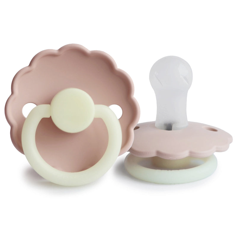 FRIGG Round Pacifier - Daisy Night Silicone Size 1 - Blush