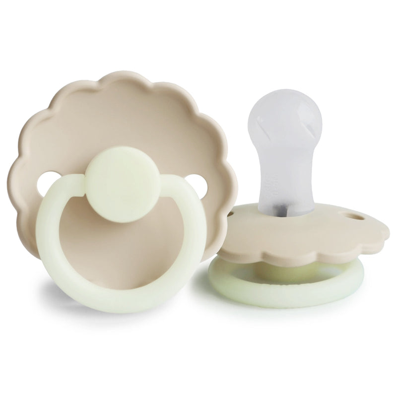 FRIGG Round Pacifier - Daisy Night Silicone Size 1 - Cream