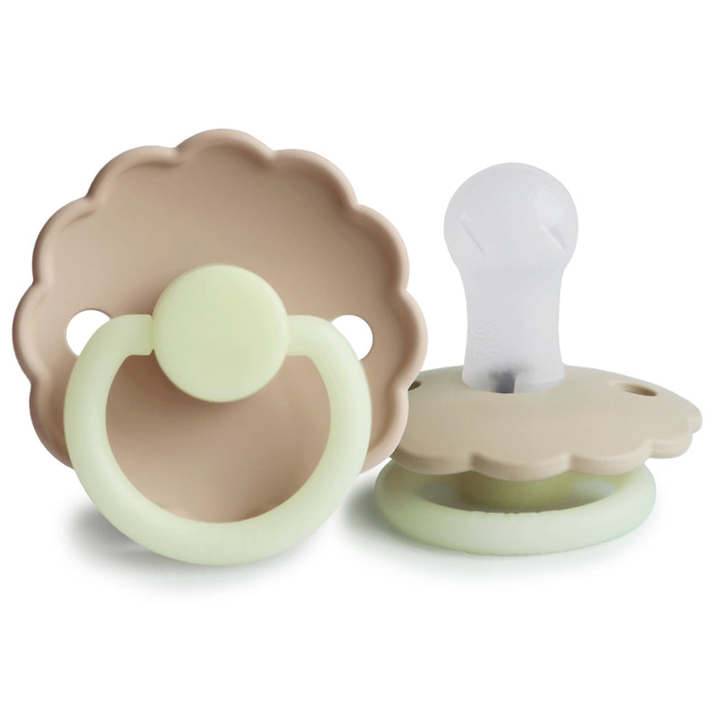 FRIGG Round Pacifier - Daisy Night Silicone Size 1 - Croissant