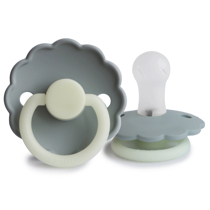 FRIGG Round Pacifier - Daisy Night Silicone Size 1 - French Gray