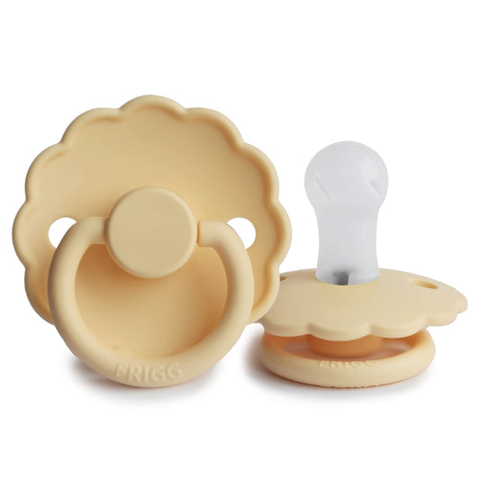 FRIGG Round Pacifier - Daisy Silicone Size 1 - Pale Daffodil