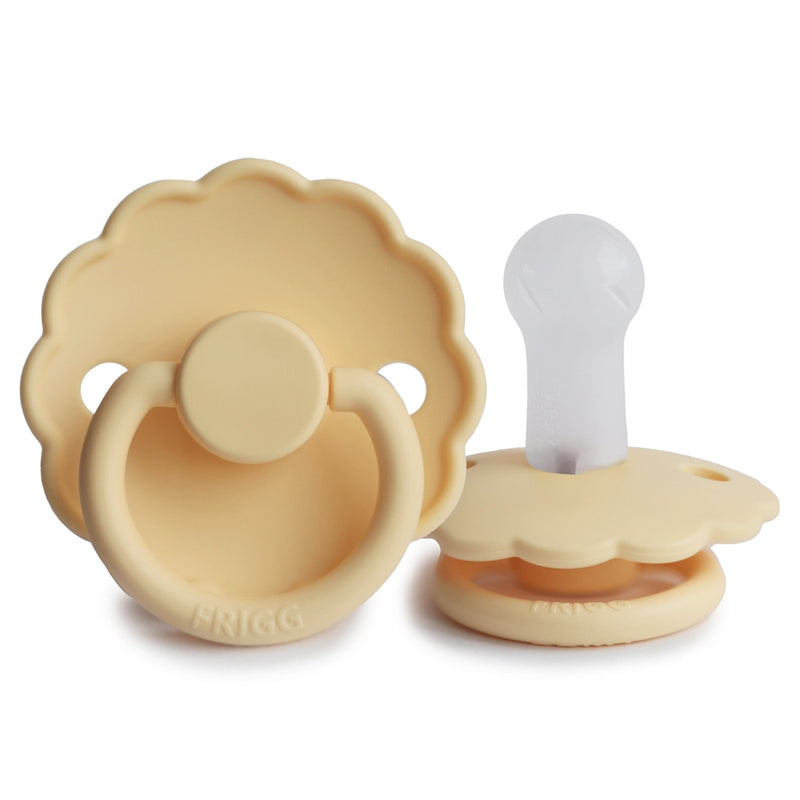 FRIGG Round Pacifier - Daisy Silicone Size 2 - Pale Daffodil