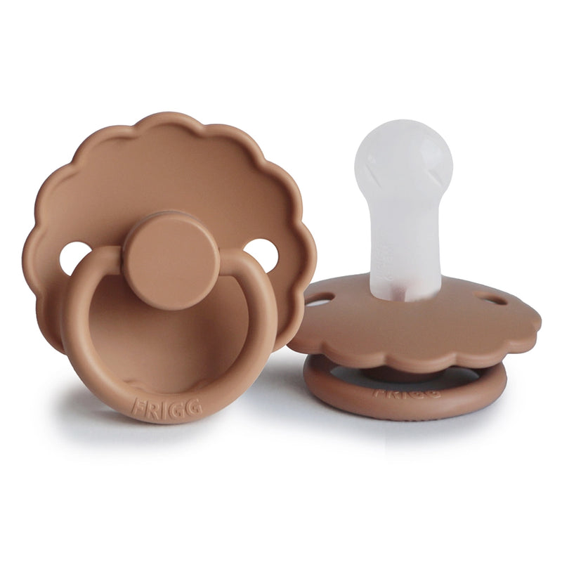 FRIGG Round Pacifier - Daisy Silicone Size 2 - Peach Bronze