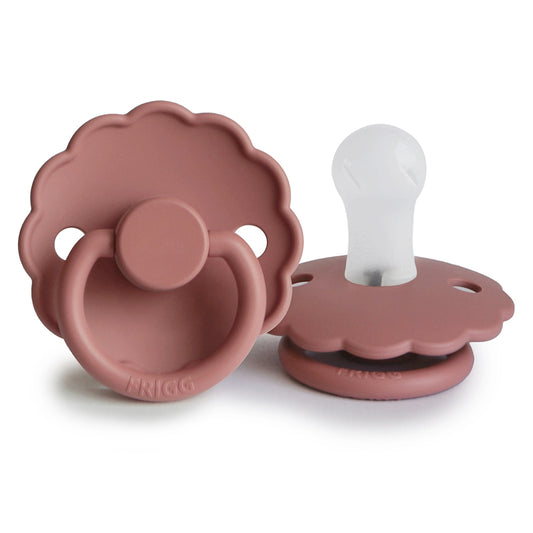 FRIGG Round Pacifier - Daisy Silicone Size 1 - Powder Blush