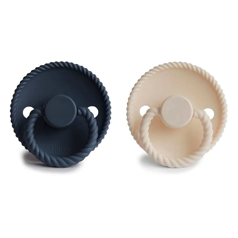FRIGG Pacifier - Rope Silicone 2-Pack Size 1 - Dark Navy/Cream