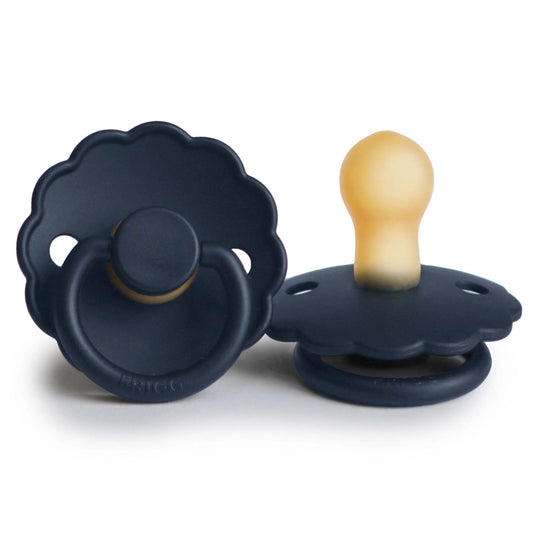 FRIGG Round Pacifier - Daisy Latex Size 1 - Dark Navy