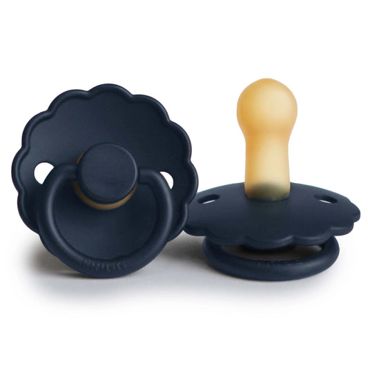 FRIGG Round Pacifier - Daisy Latex Size 2 - Dark Navy