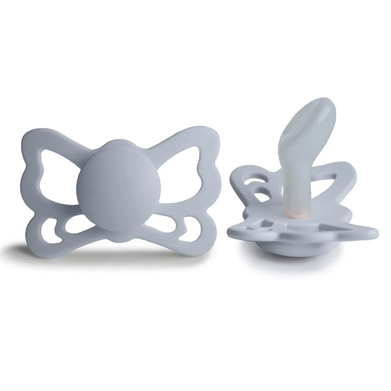 FRIGG Anatomical Pacifier - Butterfly Silicone Size 2 - Powder Blue