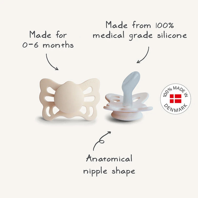 FRIGG Anatomical Pacifier - Butterfly Silicone Size 1 - Great Gray