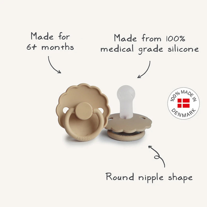 FRIGG Round Pacifier - Daisy Silicone Size 2 - Cotton Candy