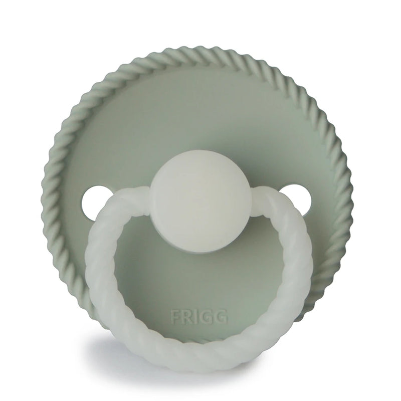 FRIGG Round Pacifier - Rope Night Silicone Size 1 - Sage